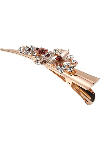 GENERAL Rhinestone Long Duckbill Clip Floral Hair Clip Metal Duckbill Hair Al...