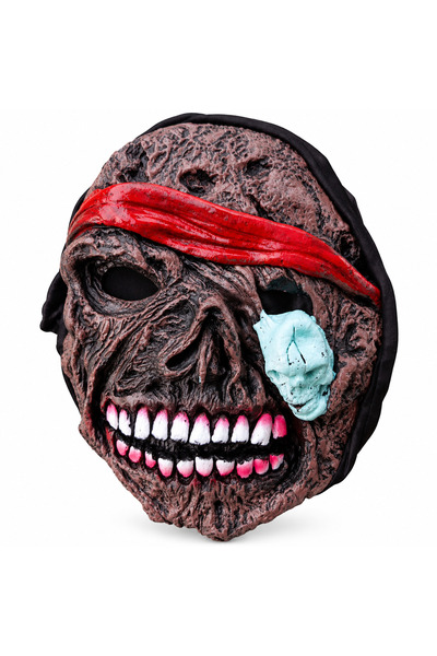 GeoMateX Mască Horror din Latex, Model Zombie cu Craniu și Bandaj Roșu, pentr...