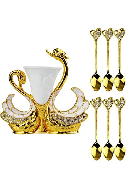 jaffiust 7 PCS Swan Spoon Set - Elegant Coffee & Dessert Spoons for Party, We...