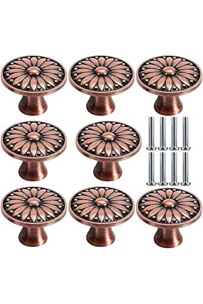 GENERAL 8Pcs Cabinet Knobs Door Knob, Vintage 30MM Round Drawer Knob Floral P...