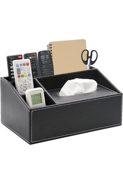 GENERAL Remote Control Holder,Leather TV Remote Holder with 4 Compartments