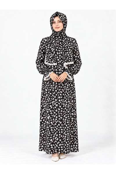 AKPİYYER Viscose Cotton Self-Shalied Full-Length Zippered Practical Prayer Dr...