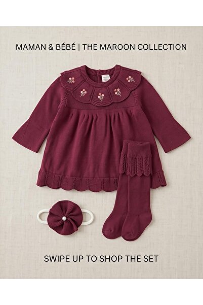 Nipperland 100% Knitwear Flower Dress Set