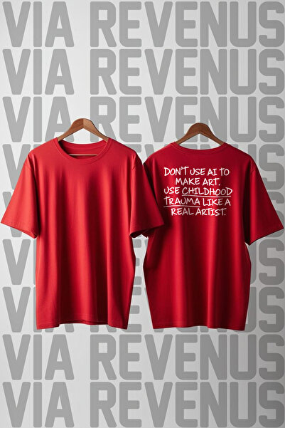 Vordevia Don'T Use Ai to Make Art Printed Loose Fit 100% Cotton Tshirt