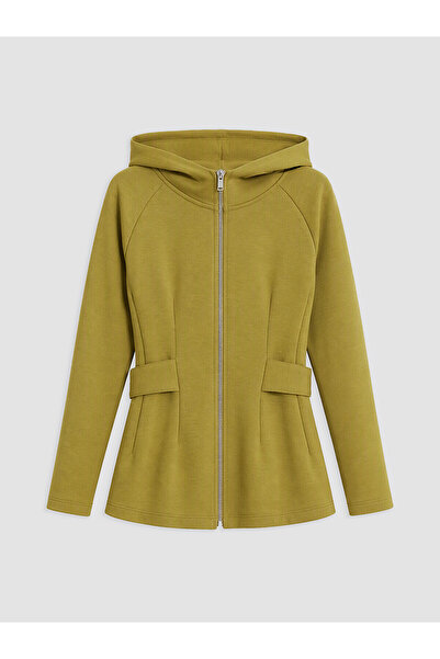 LC Waikiki Alita City Women's Green Hooded Coat with a Difference