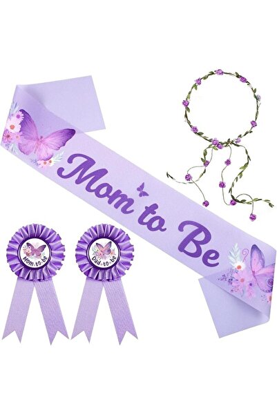 Yelajoy Butterfly Theme Mom to Be Sash Baby Shower Dad to Be Pin and Flower C...