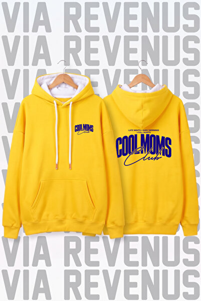 Vordevia Cool Moms Club Printed Unisex Wide Fit Hooded Hoodie Sweatshirt