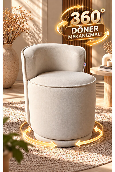 Zerona Mona Puf – 360° Döner Puf, Modern Dekoratif Puf, Salon ve Oturma Odası...