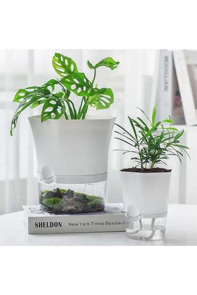 OtherMax 15cm Self-Watering Decorative Flower Pot for Medium Plants - Low Mai...