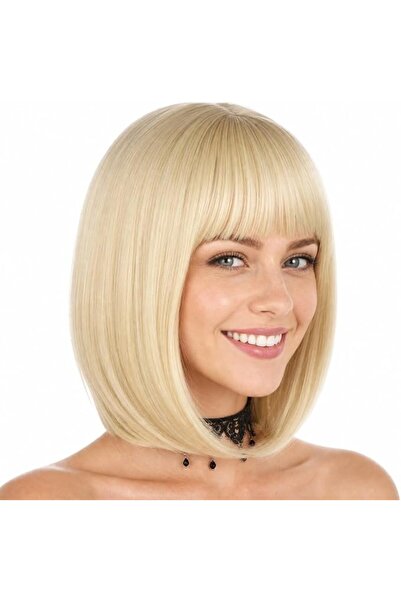 eNilecor Short Bob Hair Wigs 12" Straight with Flat Bangs Synthetic Colorful ...