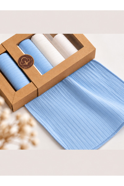 Lumbi Baby Box of 6 Cotton Baby Mouth Wipes – Blue/White