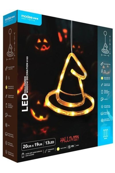 Modee Lighting Modee Διακοσμητικό παραθύρου LED για Χάλογουιν σε σχήμα καπέλο...