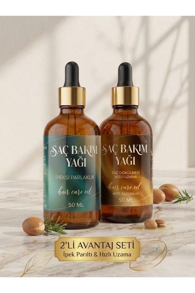 aktarloji 2'li Saç Bakım Yağı Seti (50 ml x 2) / Hızlı Uzama, Dökülme Karşıtı...
