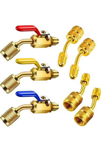 MUDDER 7 قطع صمام كروي مدمج بزاوية 1/4 بوصة لتكييف الهواء وغاز التبريد R410A ...