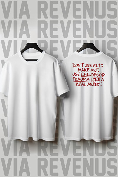 Vordevia Don'T Use Ai to Make Art Printed Loose Fit 100% Cotton Tshirt