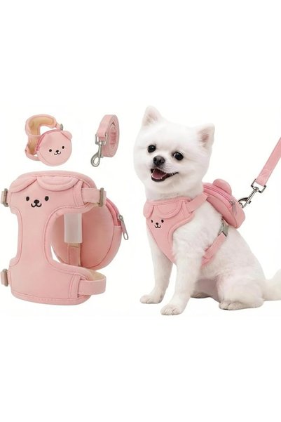 XICEN Pet Harness Leash with Detachable Vest and Backpack for Small Dogs & Ca...