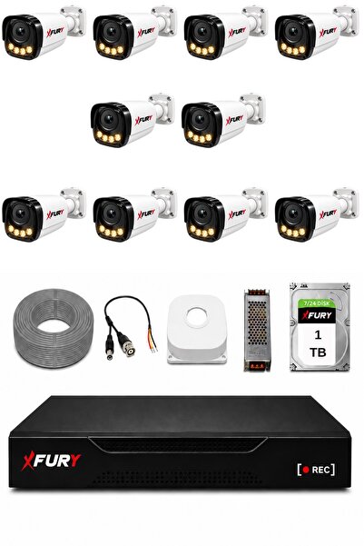 10 Kameralı Güvenlik Kamera Seti 4 Warm LED Gece Renkli Görüş 1 TB HDD