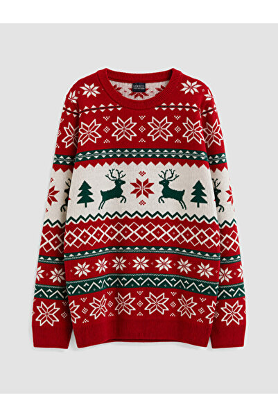 LC Waikiki Rmz Gi̇yi̇m Farki̇yla New Year's Themed Boys' Knit Sweater