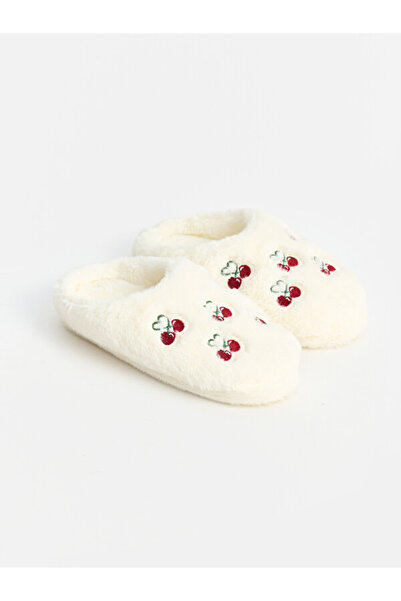 LC Waikiki Rmz Gi̇yi̇m Farkiyla Cherry Embroidered Girls' House Slippers
