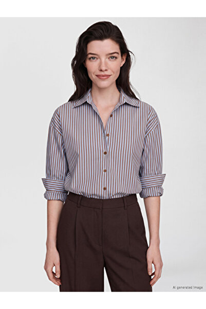 LC Waikiki Rmz Gi̇yi̇m Farkiyla Striped Modal Blended Women's Shirt