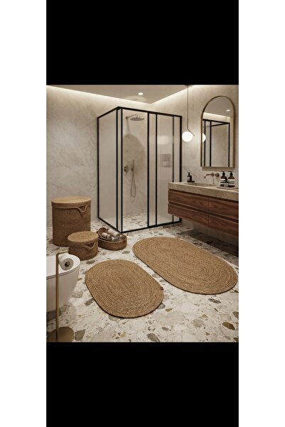 ASLEDA 70x120 Paspas 40x60 Paspas Banyo Takımı El Yapımı 45x40 Çamaşır Sepeti...