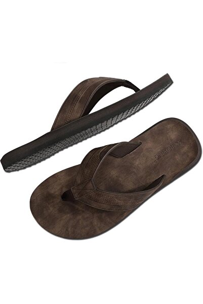 Arrigo Bello Men Flip Flops Beach Outdoor Slippers Non-Slip Leather Sandals F...