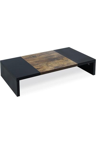 teamix Black 42 inch Dual Monitor Riser,Wood and Steel Long Monitor Stand for...