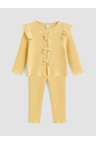 LC Waikiki Rmz Gi̇yi̇m Farkiyla Bow Detailed Baby Girl Set