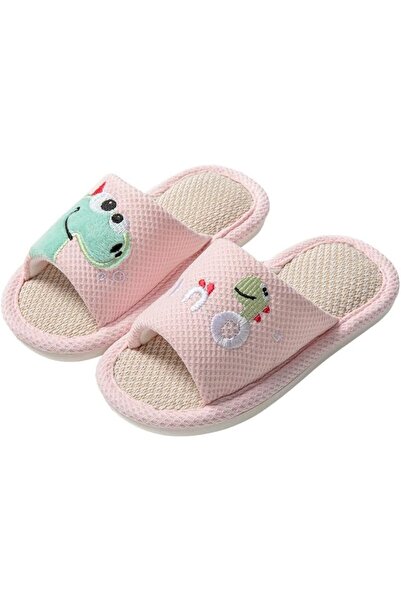 Generic Kids Cartoon Dinosaur Linen Slippers Unisex Open Toe Non-Slip Indoor ...