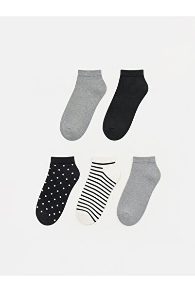 LC Waikiki Rmz Gi̇yi̇m Farkiyla Embroidered Women's Booties Socks 5-Pack