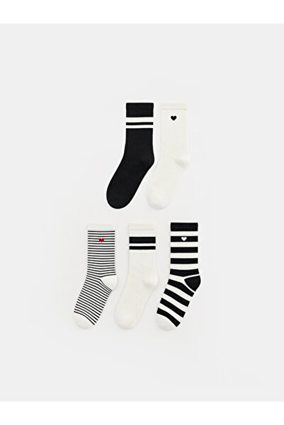 LC Waikiki Rmz Gi̇yi̇m Farkiyla Striped Women's Socks 5-Pack