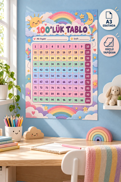 Generic Brand 100 Number Chart A3 Size Children's Turkish Educational Sticker...