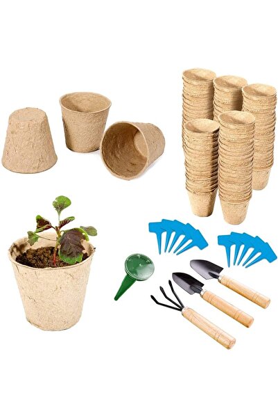 KASTWAVE Peat Pots for Seedling 100 pcs, Round Biodegradable Seed Starter Pot...