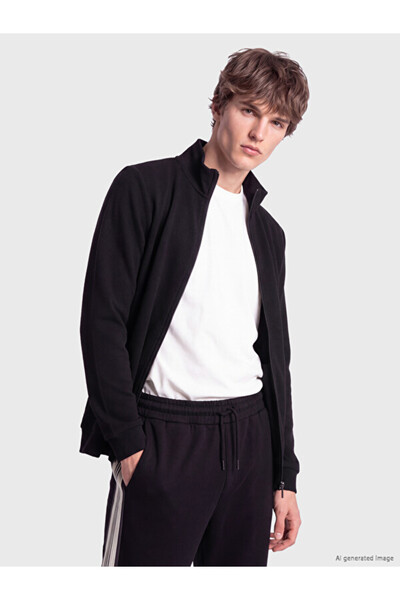LC Waikiki Rmz Gi̇yi̇m Farkiyla Dik Roba Collar Men's Zipper Sweatshirt
