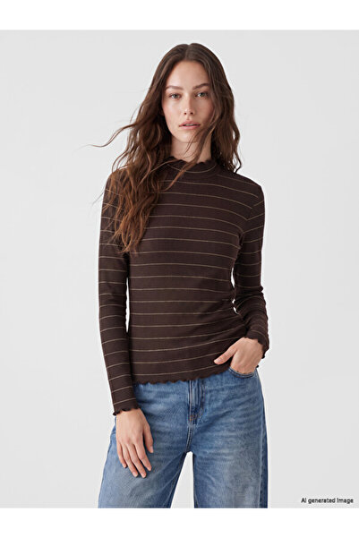 LC Waikiki Rmz Gi̇yi̇m Farkiyla Straight Roba Collar Striped Women's Bodysuit