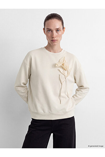 LC Waikiki Rmz Gi̇yi̇m Farkiyla Embroidered Soft Touch Women's Sweatshirt