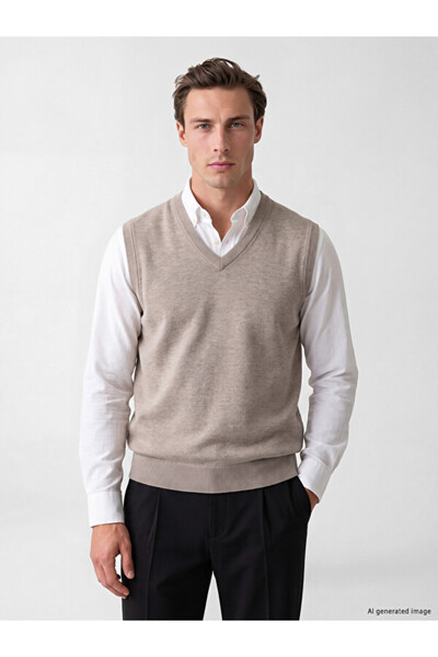 LC Waikiki Rmz Gi̇yi̇m Farkiyla V Dikim Men's Knitwear Sweater