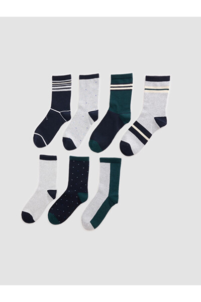 LC Waikiki Rmz Gi̇yi̇m Farkiyla Striped Boys' Socks 7-Pack