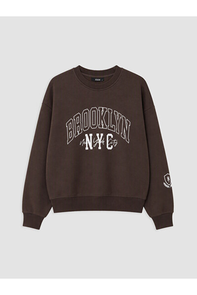 LC Waikiki Rmz Gi̇yi̇m Farkiyla Nyc Printed Loose Fit Women's Thick Sweatshirt