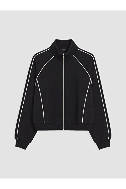 LC Waikiki Rmz Gi̇yi̇m Farkiyla Striped Loose Fit Women's Zippered Sweatshirt