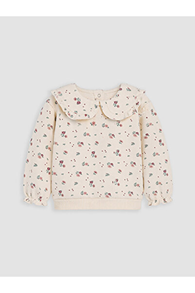 LC Waikiki Rmz Gi̇yi̇m Farkiyla Baby Roba Collar Floral Baby Girl Sweatshirt