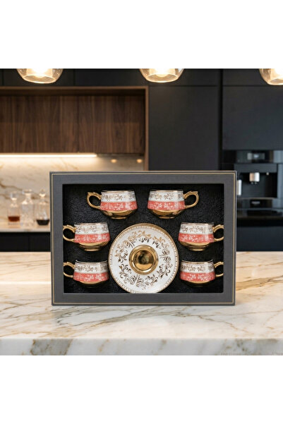 Generic Brand Turkish Coffee Cups Set (6 Coffee Cups - 6 Saucers) Ceramic Pin...