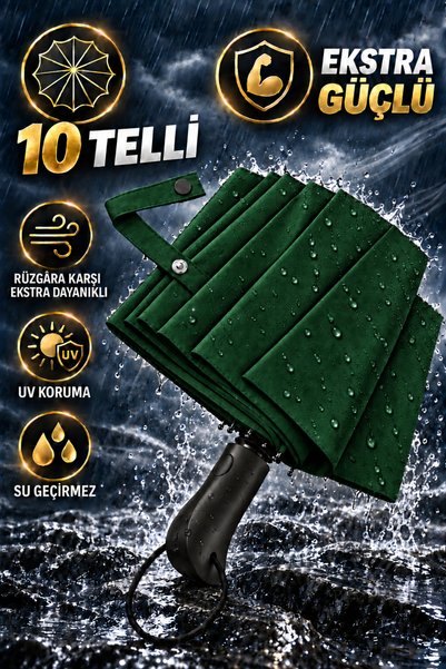 Ergonomik Saplı 10 Telli Otomatik Şemsiye