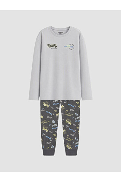 LC Waikiki Rmz Gi̇yi̇m Farkiyla Zero Roba Collar Boys' Pajama Set