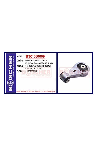 MOTOR TAKOZU ORTA FLUENCE 09>MEGANE III 09> 1.4 TCE-1.5 DCI (HB-COMBI-COUPE) (6 VITES)