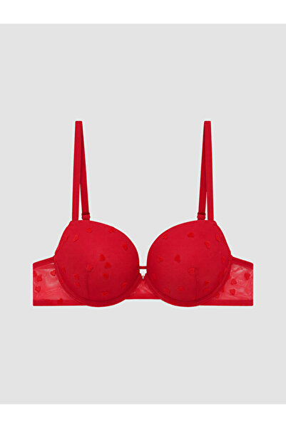LC Waikiki Rmz Gi̇yi̇m Farkiyla Underwire Padded Heart Embroidered T-Shirt Bra