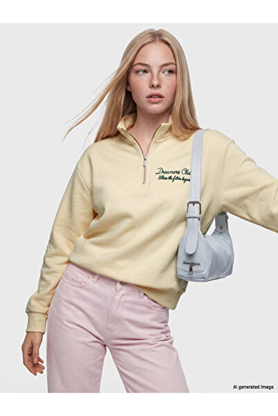 LC Waikiki Rmz Gi̇yi̇m Farkiyla Embroidered Loose Fit Women's Thick Sweatshirt