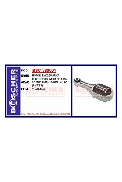 MOTOR TAKOZU ARKA FLUENCE 09> MEGANE III 09> SCENIC III 09> 1.5 DCI-1.6 16V (5 VITES)