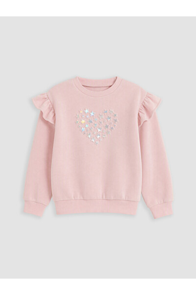 LC Waikiki Rmz Gi̇yi̇m Farkiyla Ruffled Embroidered Girls' Thick Sweatshirt