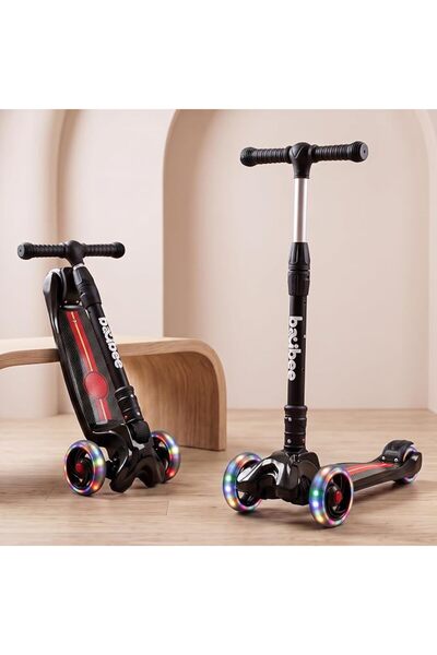 BAYBEE Flash Scooter for Kids, 3 Wheel Kids Scooter Smart Kick Scooter with F...